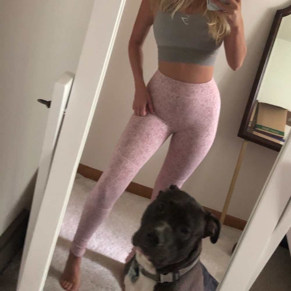 Gymshark Fleur Texture Leggings - Dusky Pink Marl